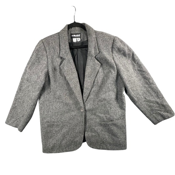 Sag Harbor Woman Jackets & Blazers - VTG Sag Harbor Womens Gray Wool Blend Tweed Blazer 18W Preppy Tradcore Old Money
